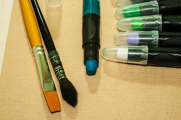 test, crayon aquarellable, art-crayon mixed média MARABU